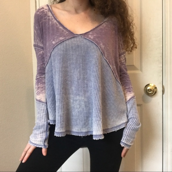 Free People Tops - Free People Acid Wash Thermal Long Sleeve Top